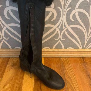 Black Fur DKNY Knee-Highs